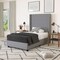 Merrick Lane Bramlett Modern Platform Bed - Gray Faux Linen - Queen - Padded Wingback Headboard - 6" Floor Clearance - Wood Support Slats - No Box Spring Needed